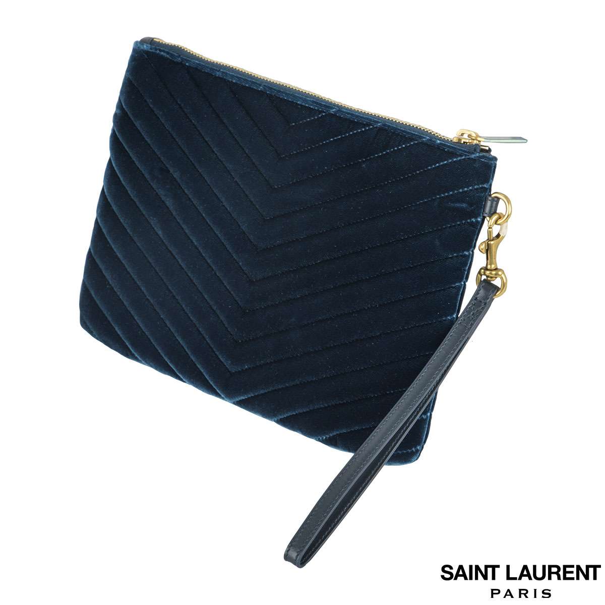 Unworn Yves Saint Laurent Velvet Chevron Clutch